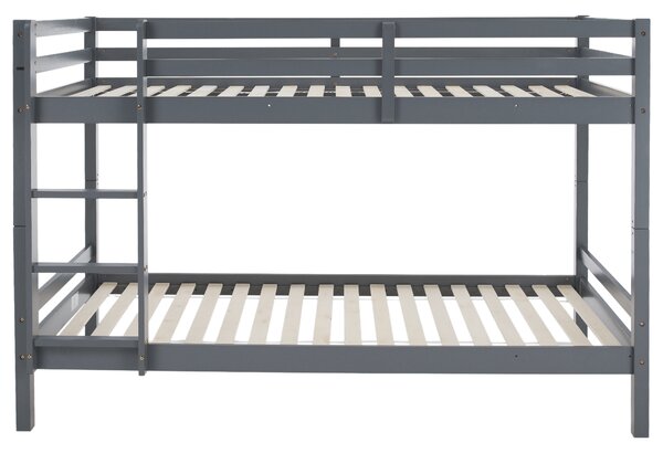 Emeletes ágy, 90x200, tömör fa, szürke, INEZA