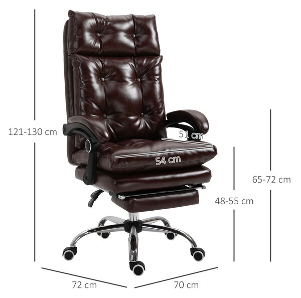 Vinsetto ergonomikus irodai szék, levehető lábtartó, állítható magasság, barna