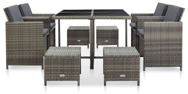 VidaXL Kültéri Polyrattan Étkezőgarnitúra - 9 részes