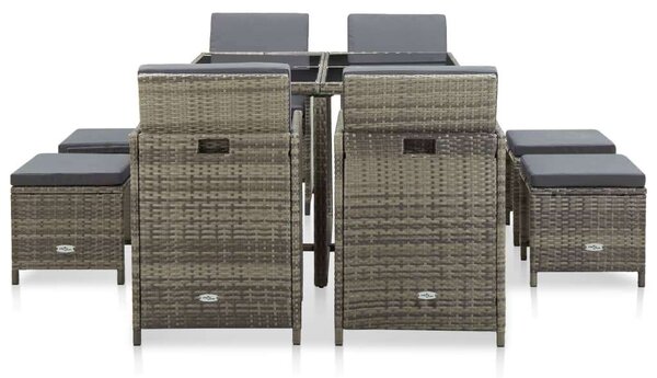 VidaXL Kültéri Polyrattan Étkezőgarnitúra - 9 részes