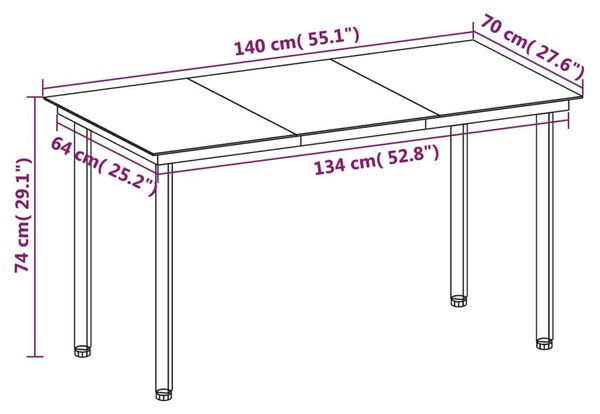 VidaXL 5 részes polyrattan és üveg kerti étkezőgarnitúra párnákkal