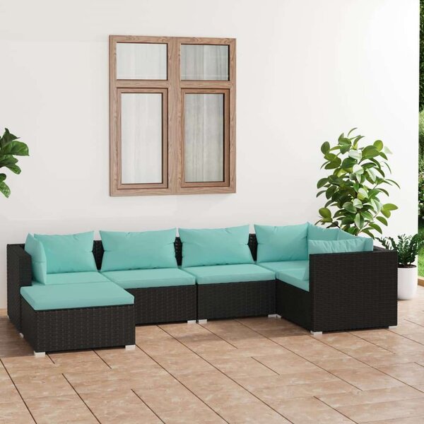 VidaXL Polyrattan Kerti Ülőgarnitúra - 6 részes - Fekete