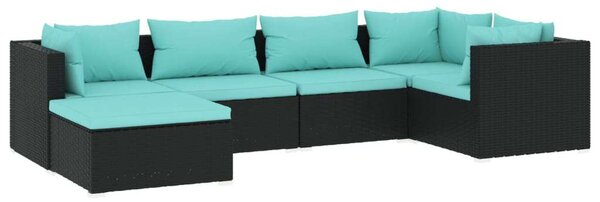 VidaXL Polyrattan Kerti Ülőgarnitúra - 6 részes - Fekete