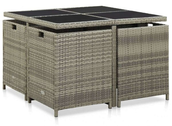 VidaXL Kültéri Polyrattan Étkezőgarnitúra - 9 részes