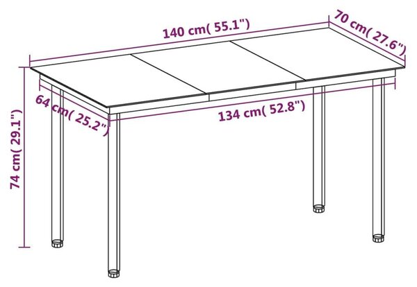 VidaXL 5 részes polyrattan és üveg kerti étkezőgarnitúra párnákkal