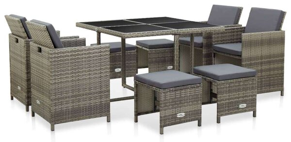 VidaXL Kültéri Polyrattan Étkezőgarnitúra - 9 részes