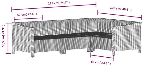 VidaXL 8 részes szürke polyrattan kerti ülőgarnitúra párnákkal