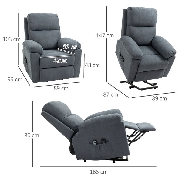 Homcom elektromos szék emelővel, zsebekkel és távirányítóval – Senior Comfort