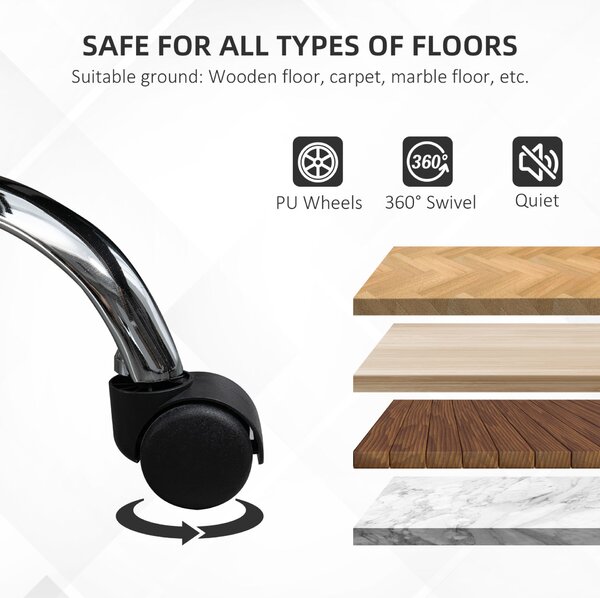 Vinsetto ergonomikus irodai szék széles üléssel, dönthető vászon irodai szék, tanulóasztal szék fejtámlával, párnázott karfákkal, forgó görgőkkel, állítható magasságú, fekete
