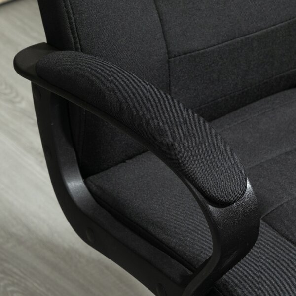 Vinsetto ergonomikus irodai szék széles üléssel, dönthető vászon irodai szék, tanulóasztal szék fejtámlával, párnázott karfákkal, forgó görgőkkel, állítható magasságú, fekete