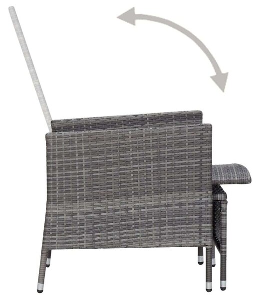 Polyrattan Kerti Ülőgarnitúra - 3 részes - Szürke