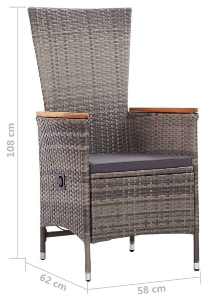 VidaXL Kerti Étkezőgarnitúra - 7 részes - Szürke Polyrattan