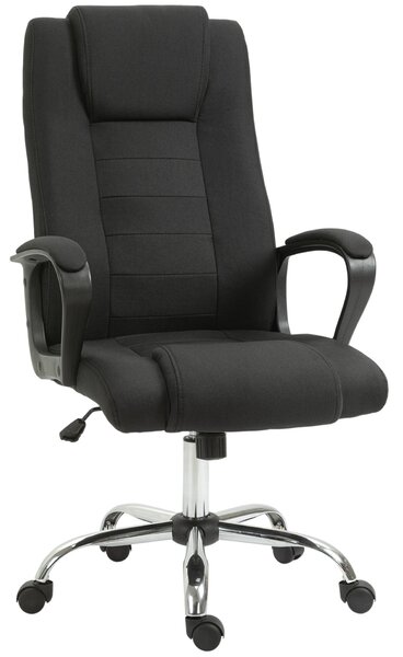 Vinsetto ergonomikus irodai szék széles üléssel, dönthető vászon irodai szék, tanulóasztal szék fejtámlával, párnázott karfákkal, forgó görgőkkel, állítható magasságú, fekete