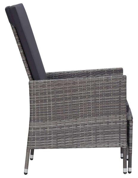 Polyrattan Kerti Ülőgarnitúra - 3 részes - Szürke