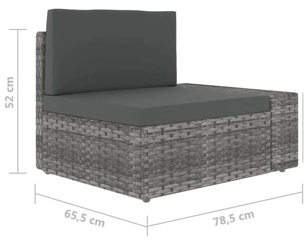 VidaXL 5 részes szürke polyrattan kerti ülőgarnitúra párnákkal