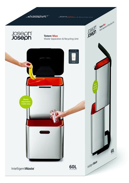 Bézs acél szelektív szemetes 60 l Totem Max – Joseph Joseph
