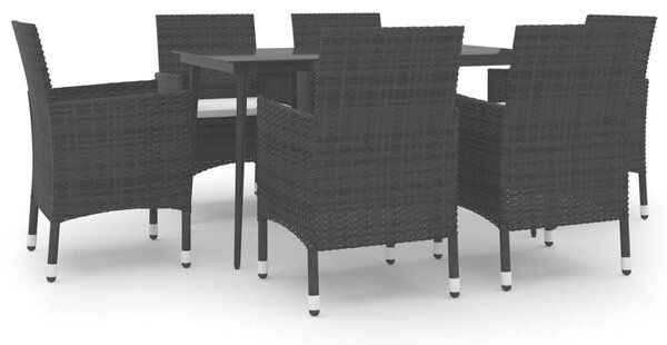 VidaXL 7 részes polyrattan és üveg kerti étkezőgarnitúra párnákkal