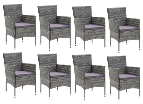 VidaXL Polyrattan Kerti Étkezőgarnitúra - 9 részes - Szürke