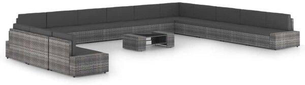 VidaXL 14 részes szürke polyrattan kerti ülőgarnitúra párnákkal