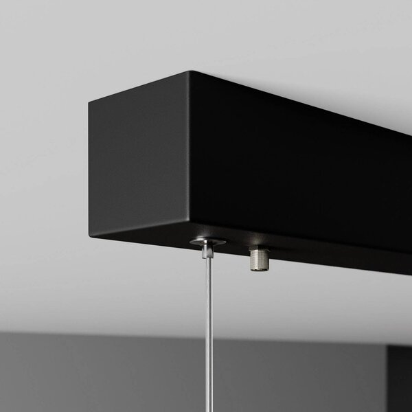 Quitani LED-es függőlámpa Lexa, tölgy/fekete, hossza 118 cm, dimmelhető, Világos fa, Nappali / Étkező, Fa, Modern