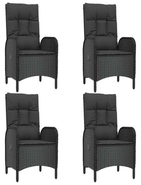 VidaXL 5 részes fekete polyrattan kerti étkezőgarnitúra párnákkal
