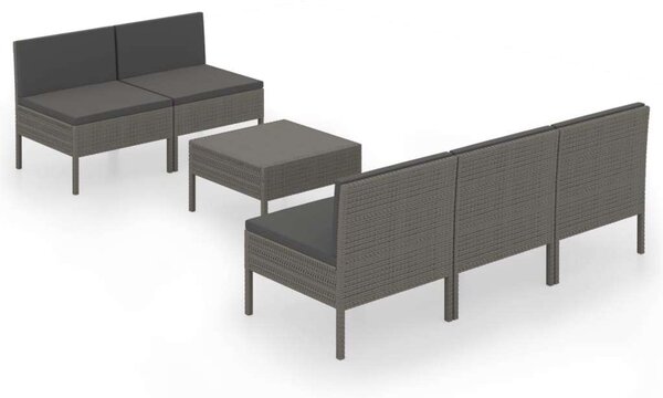 VidaXL Polyrattan Kerti Bútorgarnitúra - 6 részes, Szürke