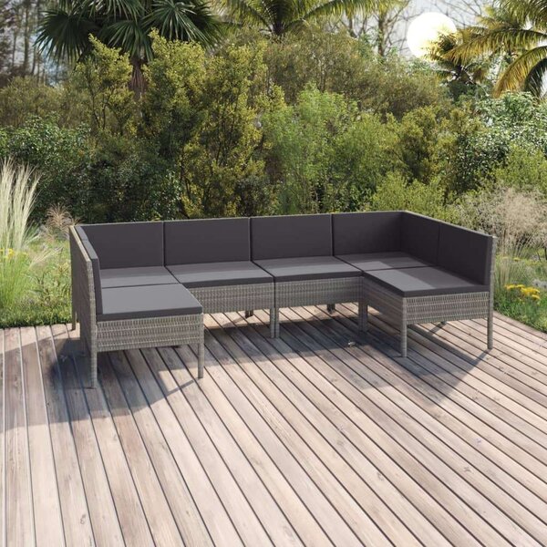 VidaXL 6 részes szürke polyrattan kerti ülőgarnitúra párnákkal