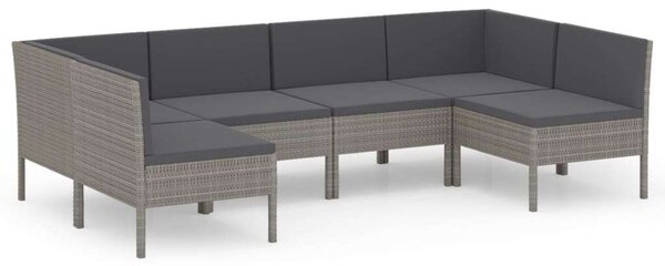 VidaXL 6 részes szürke polyrattan kerti ülőgarnitúra párnákkal