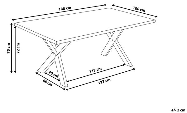Étkezőasztal LISALA Fekete 180 cm 100 cm
