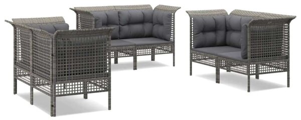 6 részes szürke polyrattan kerti ülőgarnitúra párnákkal