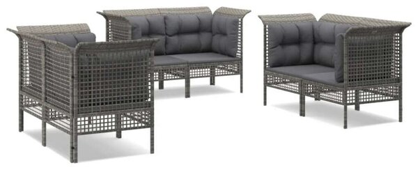 6 részes szürke polyrattan kerti ülőgarnitúra párnákkal