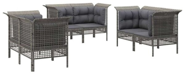 6 részes szürke polyrattan kerti ülőgarnitúra párnákkal
