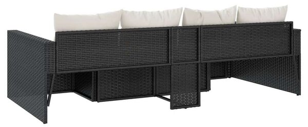 Polyrattan Kerti Ülőgarnitúra - 2 részes - Fekete - 238x110cm