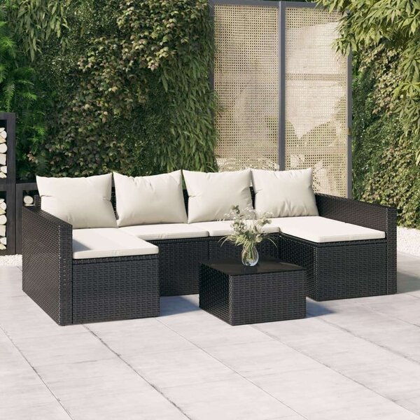 Polyrattan Kerti Ülőgarnitúra - 2 részes - Fekete - 238x110cm