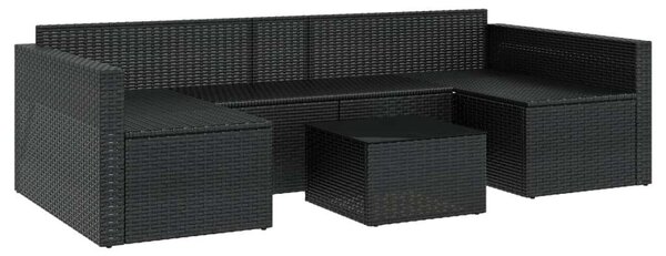Polyrattan Kerti Ülőgarnitúra - 2 részes - Fekete - 238x110cm