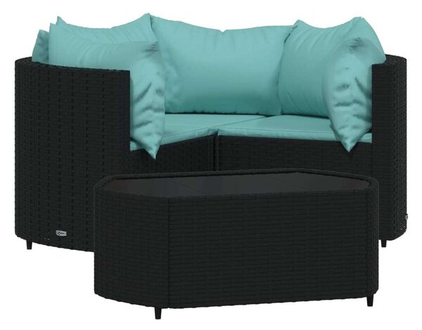 VidaXL Polyrattan Kerti Ülőgarnitúra - 4 részes, Fekete