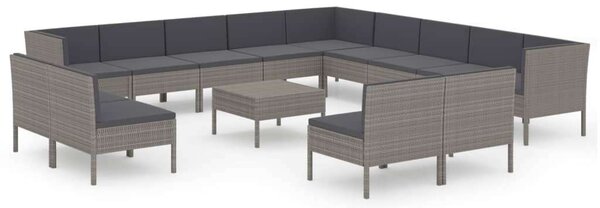 VidaXL Polyrattan Kerti Ülőgarnitúra - 14 részes - Szürke