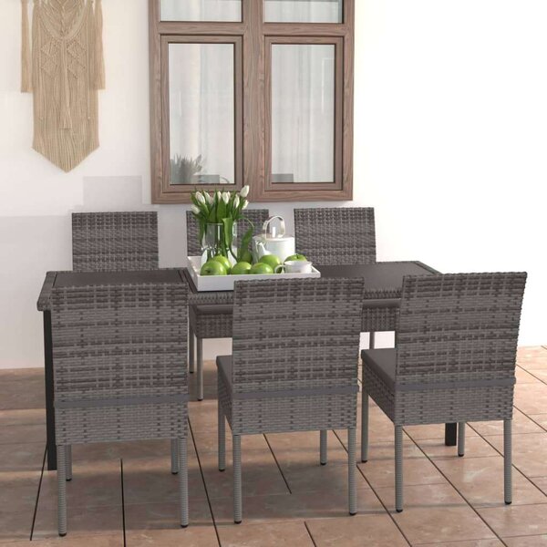 VidaXL Polyrattan Kerti Étkezőgarnitúra - 7 részes - Szürke