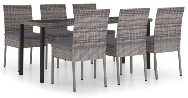 VidaXL Polyrattan Kerti Étkezőgarnitúra - 7 részes - Szürke