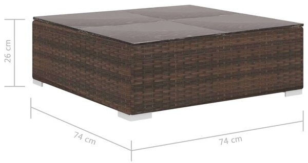 Polyrattan Kerti Bútorszett - 12 részes - Barna