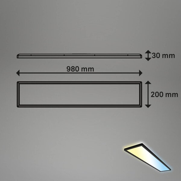 Briloner LED panel Tava CCT, fekete, 98 x 20 cm, háttérvilágítás műanyagból, dimmelhető, Fekete, Dolgozószoba / Iroda, Műanyag