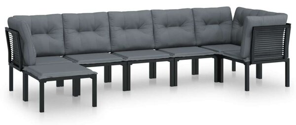 VidaXL Polyrattan Kerti Ülőgarnitúra - 7 részes - Fekete-Szürke