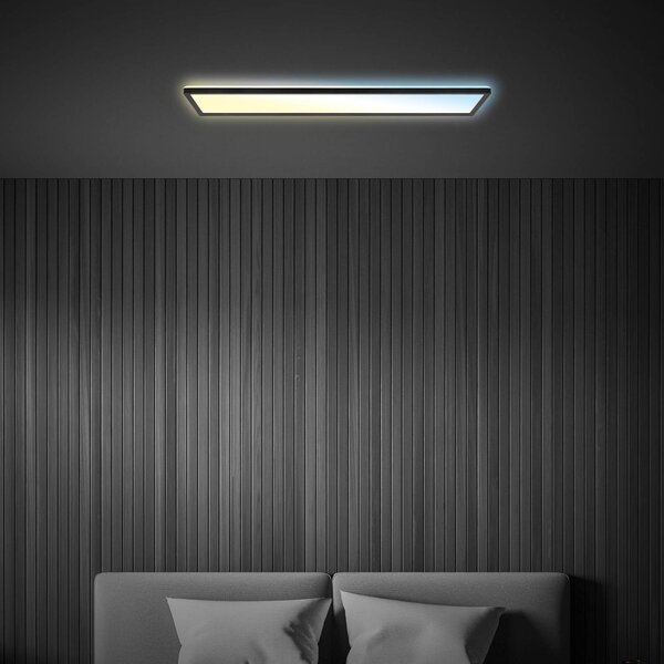 Briloner LED panel Tava CCT, fekete, 98 x 20 cm, háttérvilágítás műanyagból, dimmelhető, Fekete, Dolgozószoba / Iroda, Műanyag