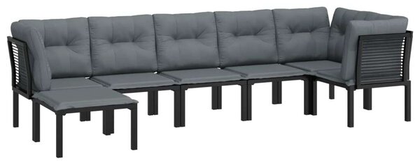 VidaXL Polyrattan Kerti Ülőgarnitúra - 7 részes - Fekete-Szürke