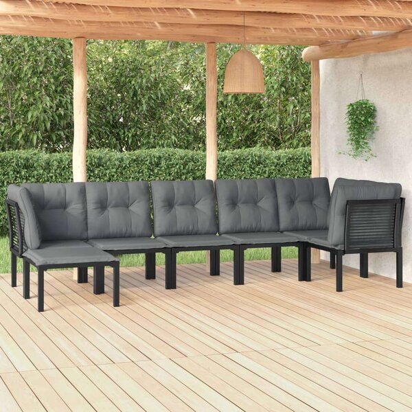 VidaXL Polyrattan Kerti Ülőgarnitúra - 7 részes - Fekete-Szürke