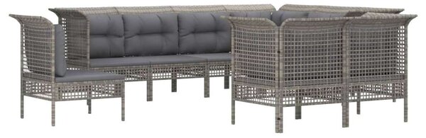 VidaXL 9 részes szürke polyrattan kerti ülőgarnitúra párnákkal