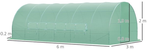 Outsunny Alagút Kerti Üvegház Növények Termesztéséhez PE-ből 600×300×200cm