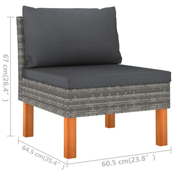 VidaXL 6 részes szürke polyrattan kerti ülőgarnitúra párnákkal