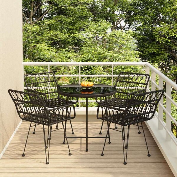 VidaXL 5 részes fekete polyrattan kerti garnitúra