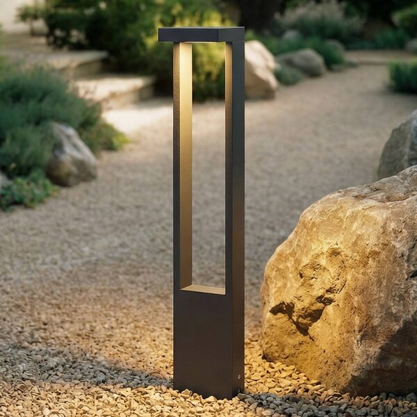 Lindby LED-es útvilágítás Lonete, magasság 65 cm, antracit, IP65, Fekete, Alumínium, Modern